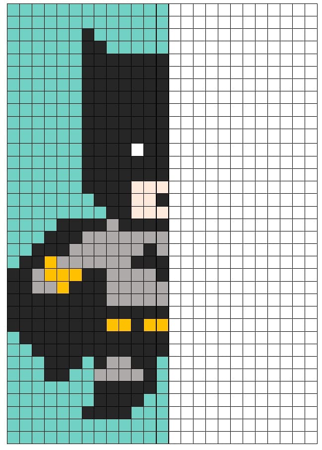 Coloriage Batman Quadrillage