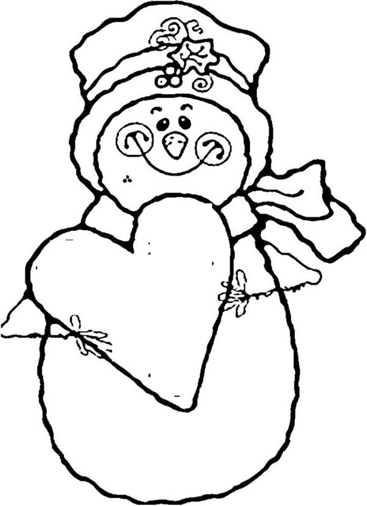 Bonhomme de Neige avec Coeur coloring page