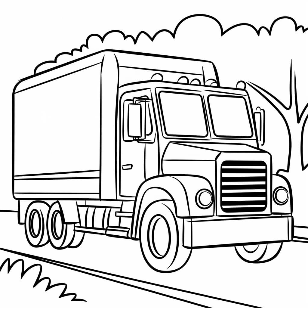 Camion sur la route coloring page