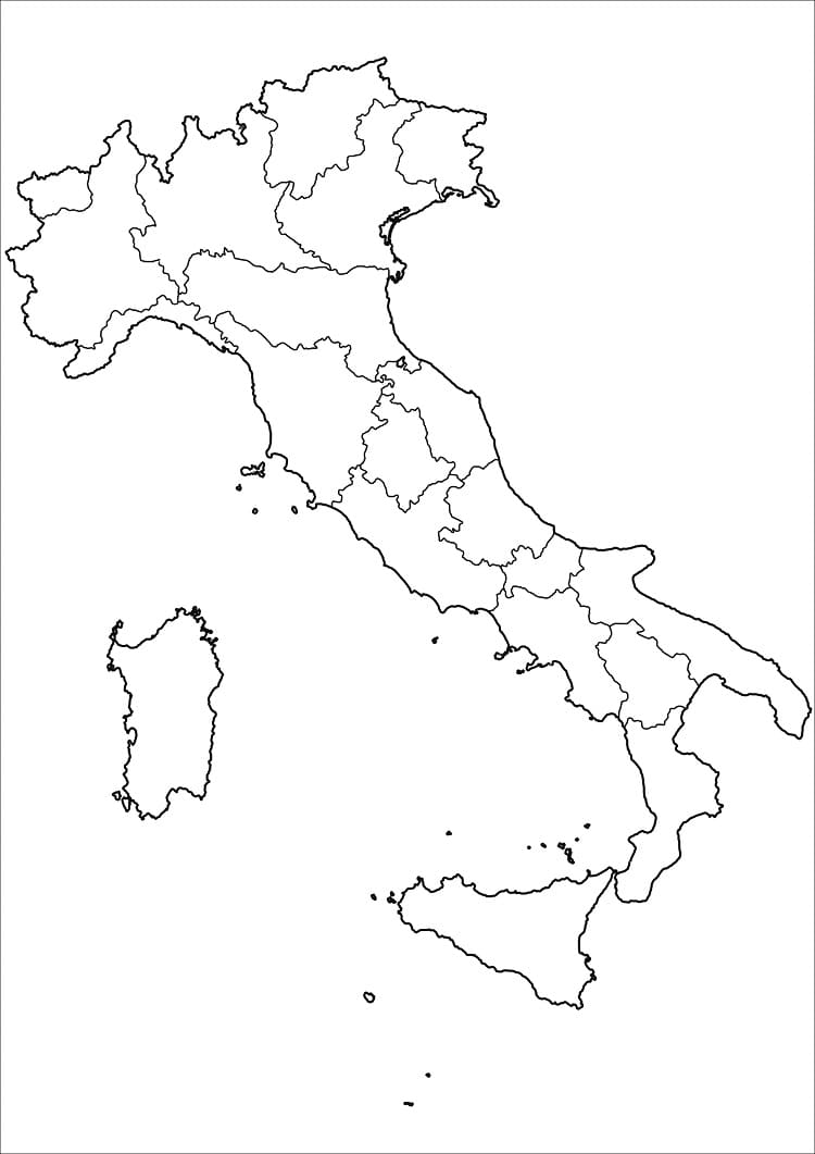 Carte de l’Italie 2 coloring page
