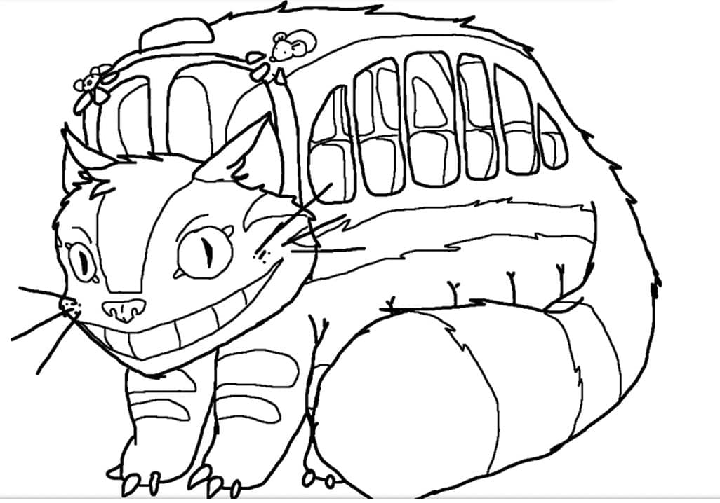Chat-bus de Totoro coloring page