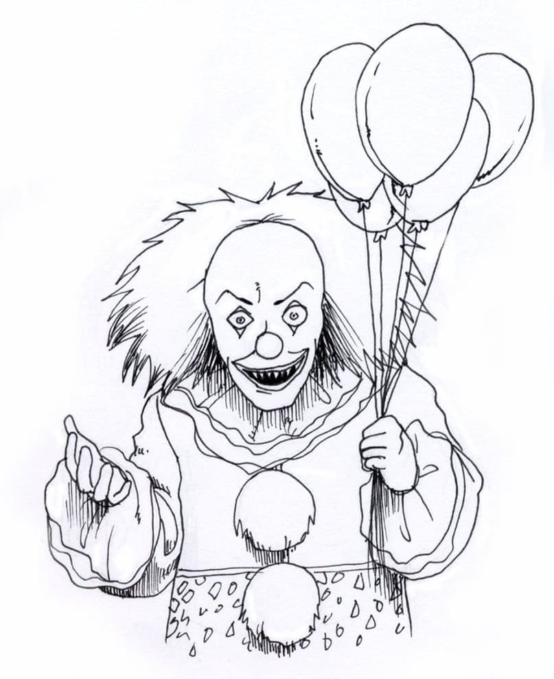 Clown Effrayant coloring page