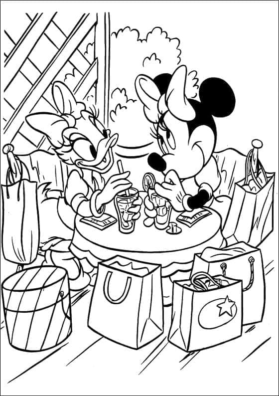 Coloriage Daisy Duck et Minnie Mouse