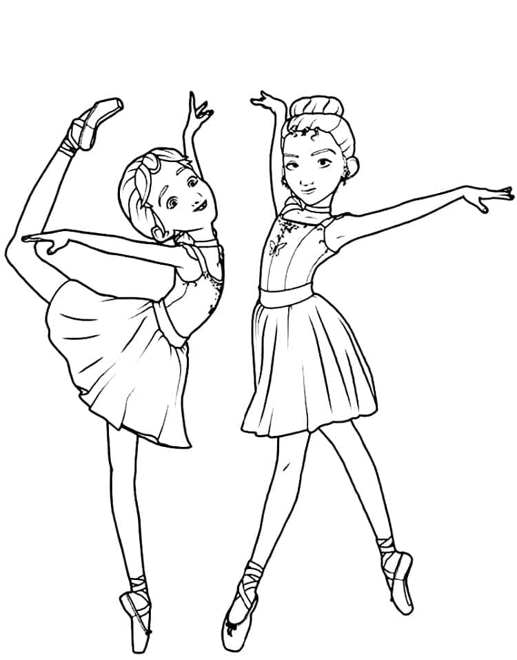 Coloriage Danseuse Camille le Haut et Felicie Milliner de Ballerina