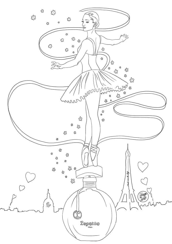 Danseuse Paris Tour Eiffel coloring page