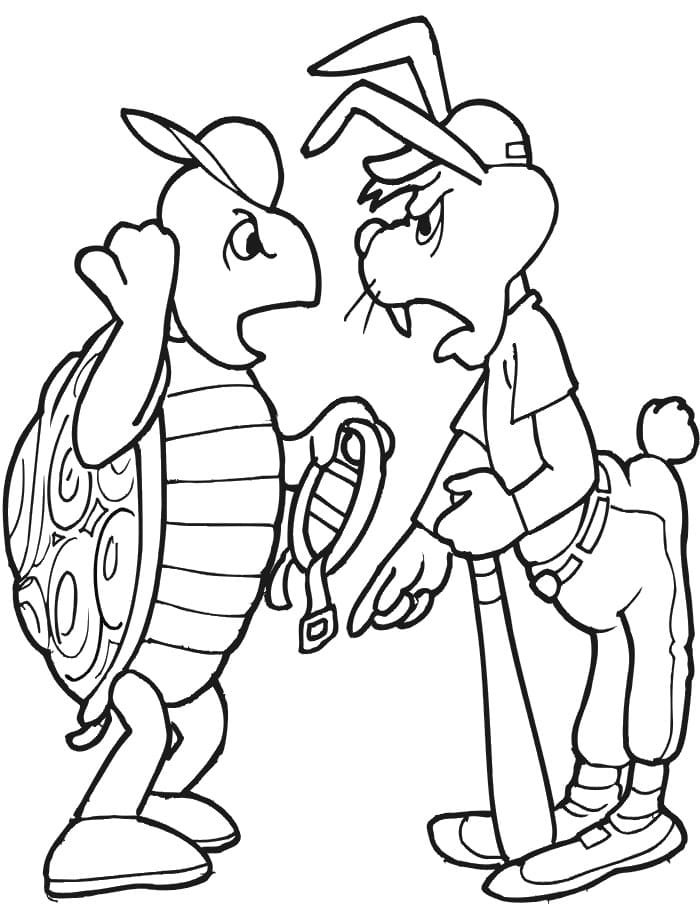 Dessin De Tortue Et Lièvre En Colère coloring page