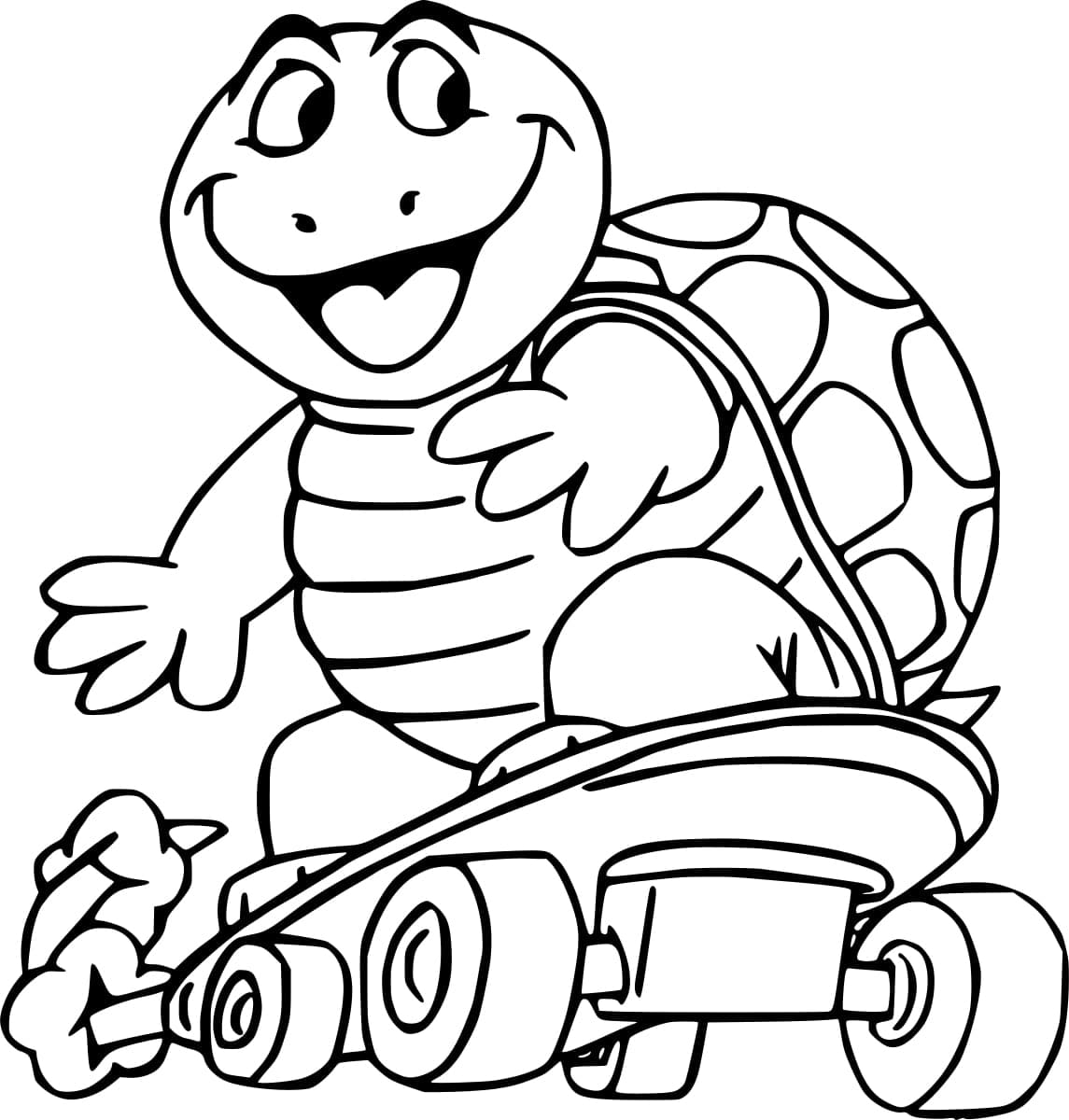 Dessin De Tortue Sur Skateboard coloring page