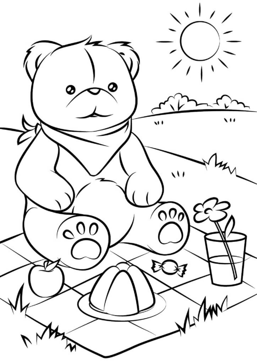 Dessin Gratuit De Ours En Pique Nique coloring page