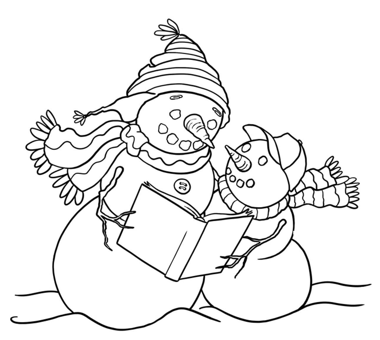 Deux Bonhommes de Neige coloring page
