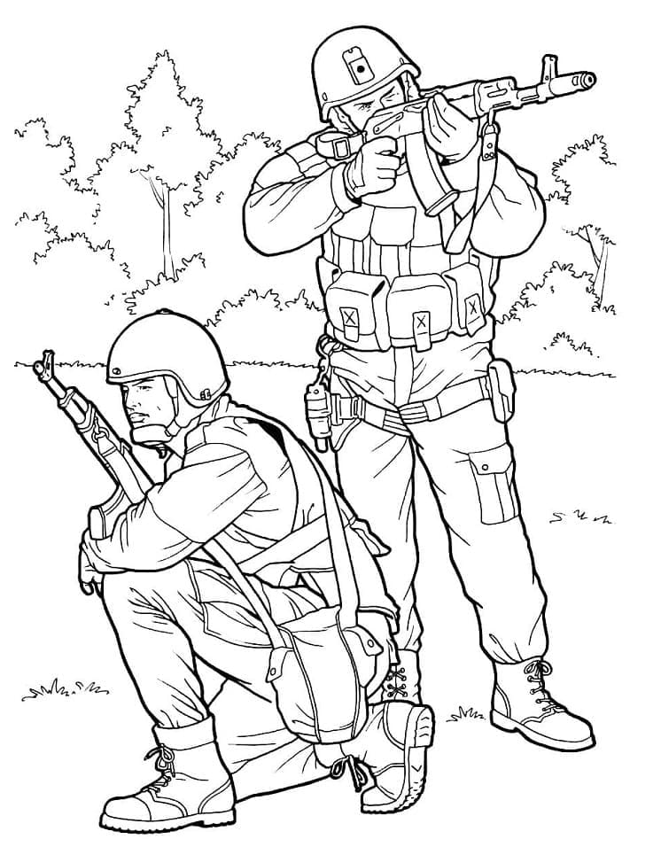 Deux Soldats coloring page