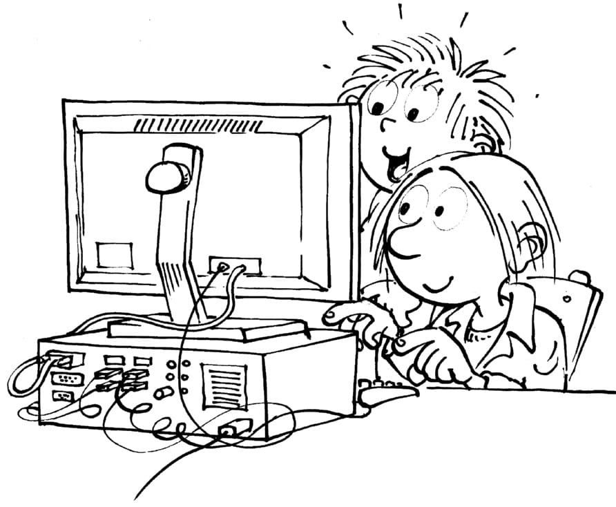 Enfants et Ordinateur coloring page