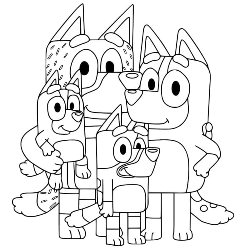 Famille Bluey coloring page