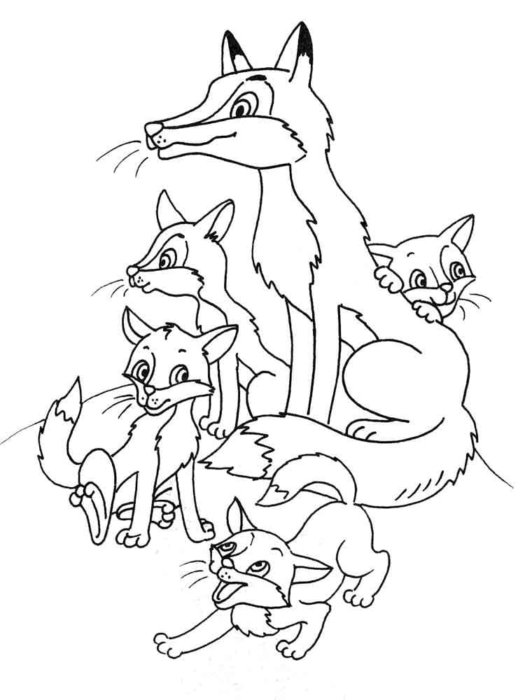 Famille de Renards coloring page