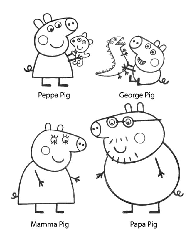 Coloriage Famille Peppa Pig 3