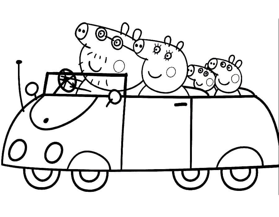 Coloriage Famille Peppa Pig 4