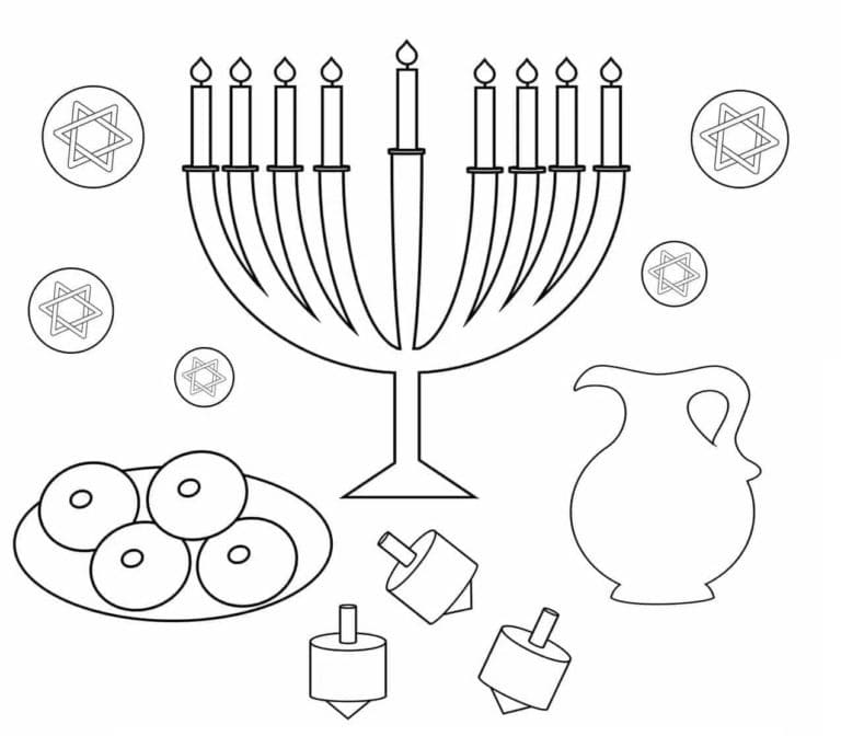 Hanoucca 18 coloring page