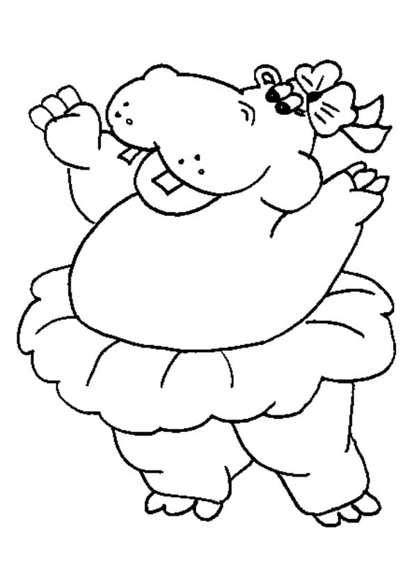 Hippopotame Danse coloring page