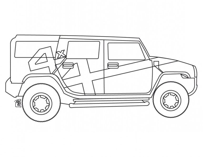 Hummer 4 x 4 coloring page