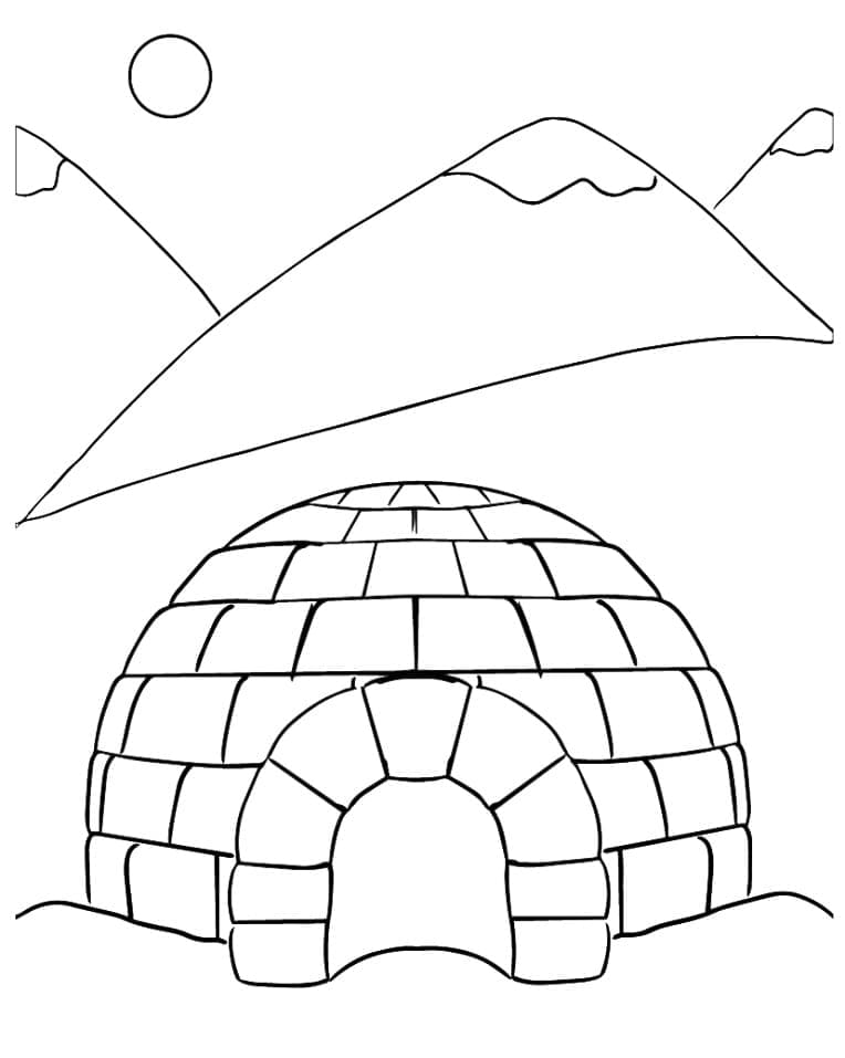 Igloo et Montagnes coloring page