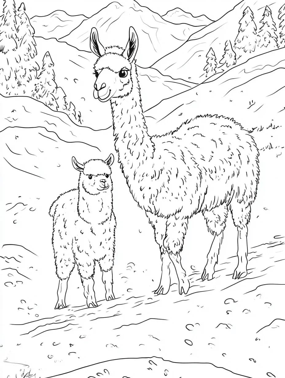 Image De Deux Lama Gratuit coloring page