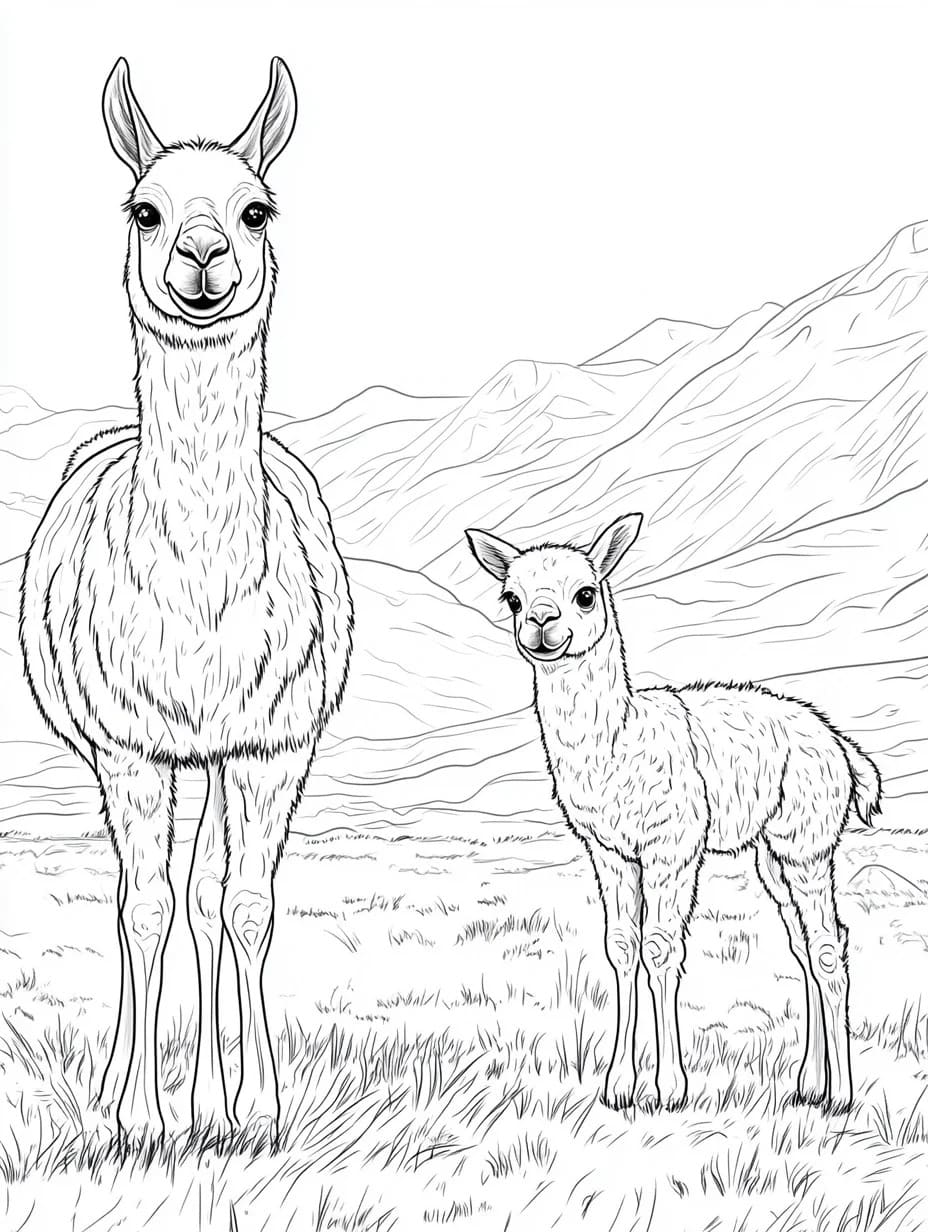 Image De Deux Lamas coloring page