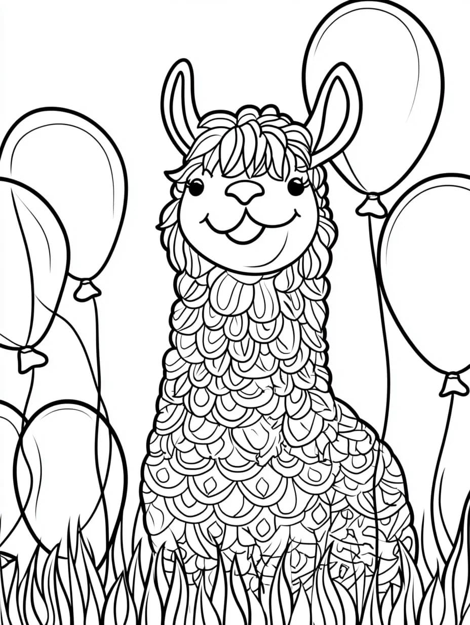 Image De Lama Et Des Ballons coloring page