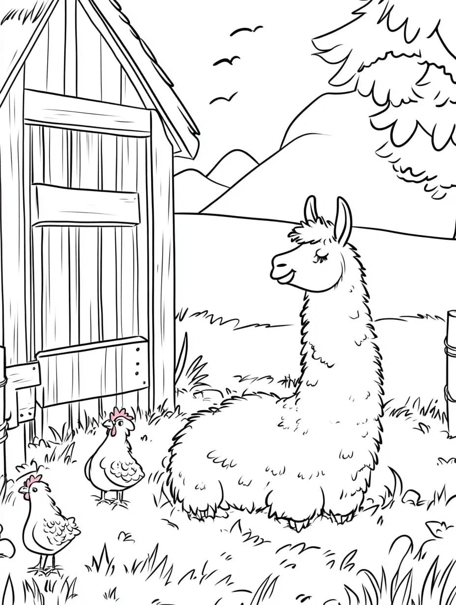 Image De Lama Et La Maison coloring page