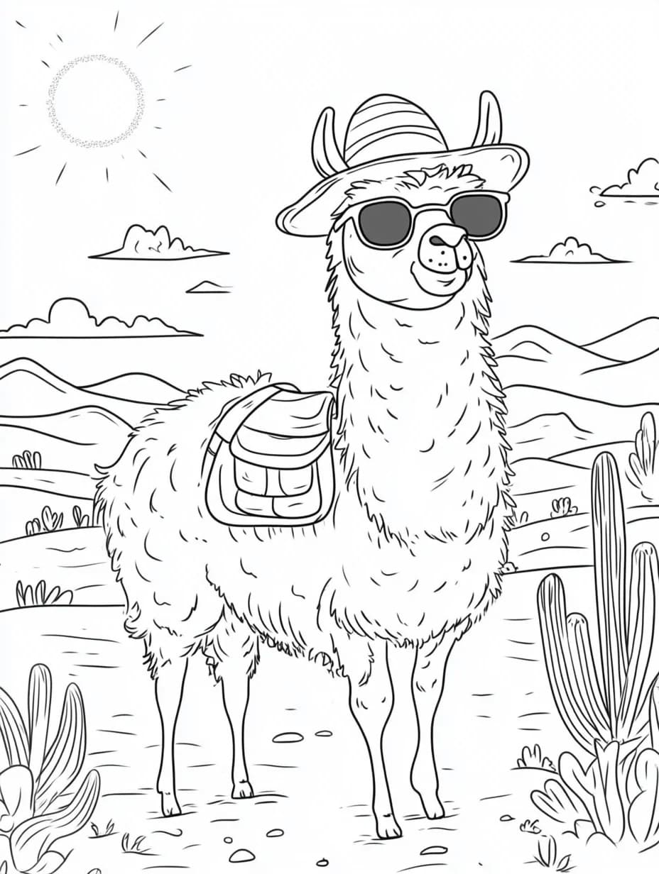 Image De Lama Très Cool coloring page