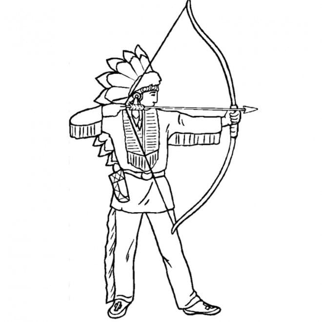 Indien avec Arc et Flèche coloring page