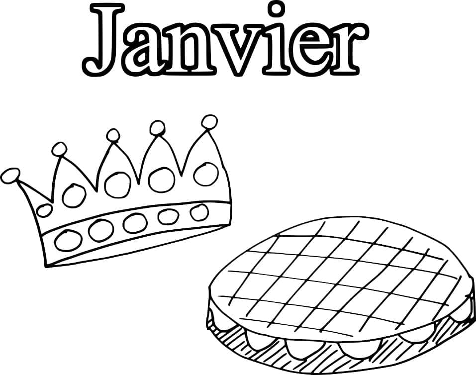 Janvier Galette des Rois coloring page