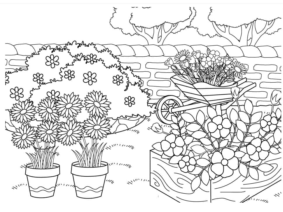 Jardin de Fleurs Pour les Enfants coloring page