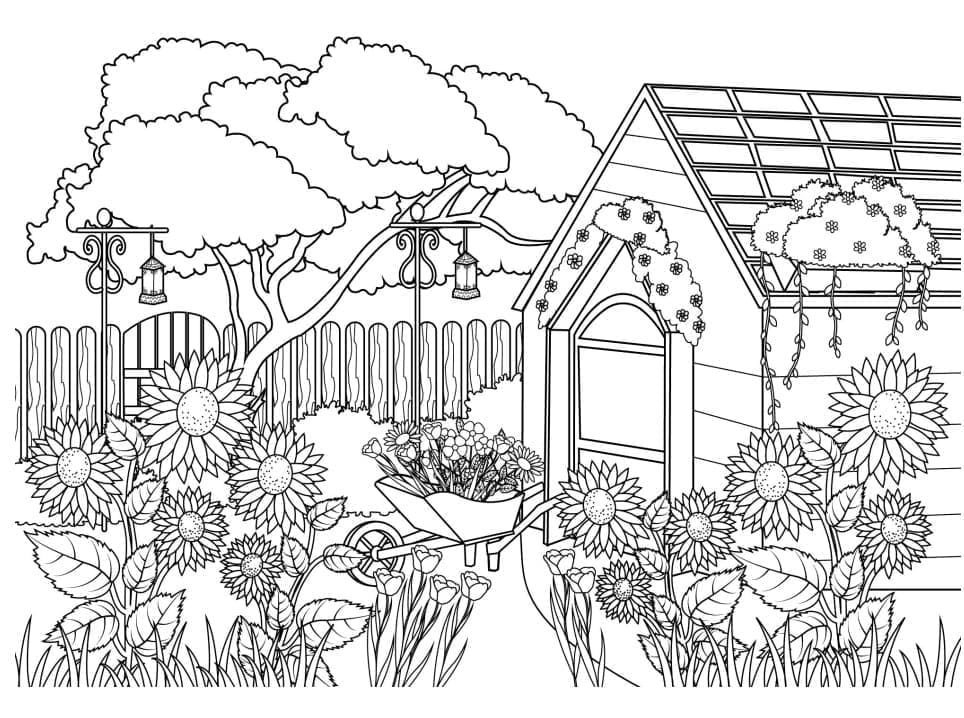 Jardin de Fleurs coloring page