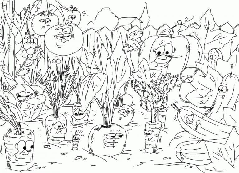 Jardin de Légumes de Dessin Animé coloring page