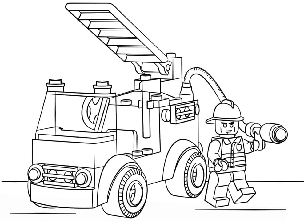 Coloriage Lego City Camion de Pompier