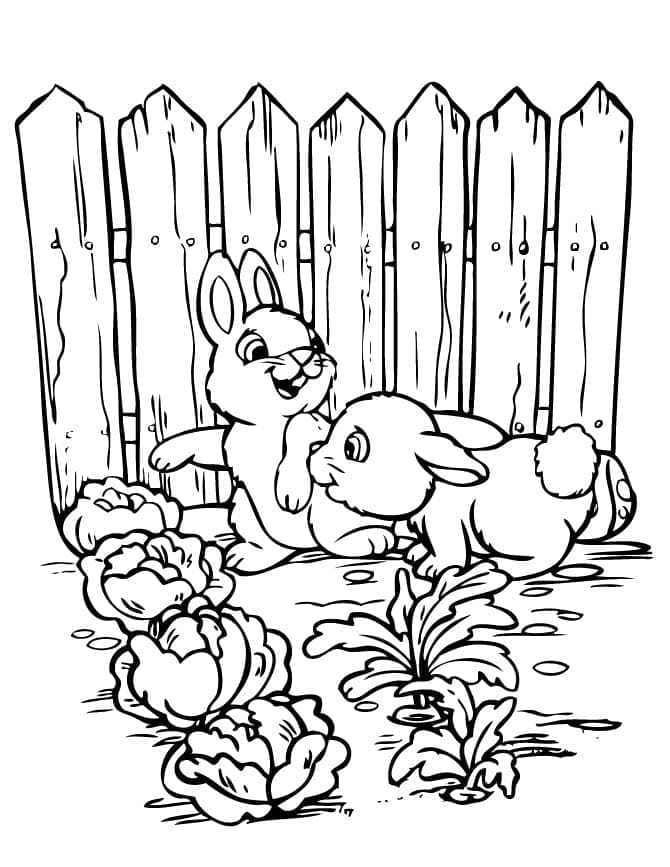 Les Lapins du Jardin coloring page