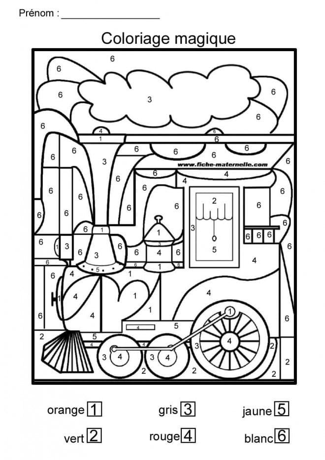 Coloriage Magique Maternelle - Train