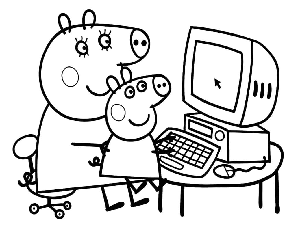 Maman Pig et Peppa Pig coloring page