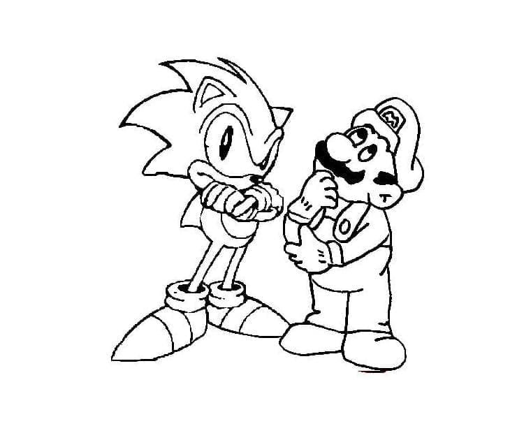 Coloriage Mario et Sonic