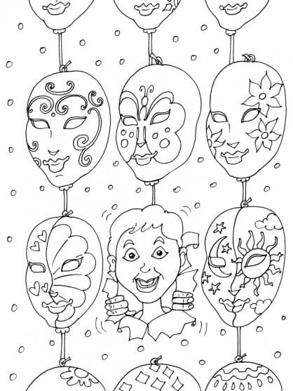 Coloriage Masques Italiens
