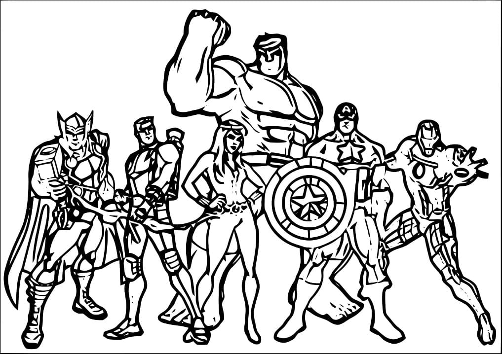 Coloriage Membres des Avengers