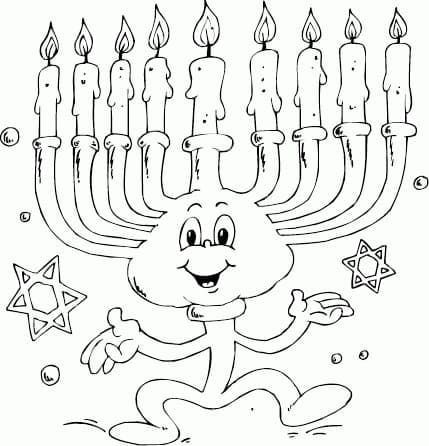 Menorah de Hanoucca Drôle coloring page