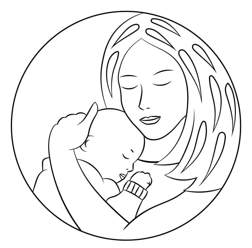 Mère et Bébé coloring page