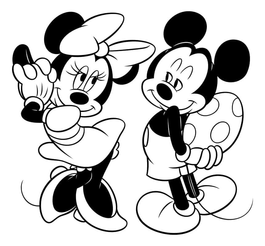 Coloriage Mickey et Minnie Mouse à Pâques