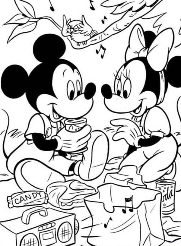 Coloriage Mickey et Minnie Mouse