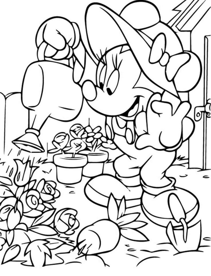 Minnie Arrose Pour les Fleurs coloring page
