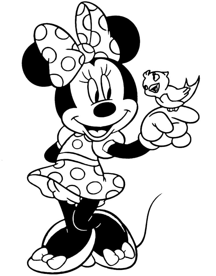 Minnie et Petit Oiseau coloring page
