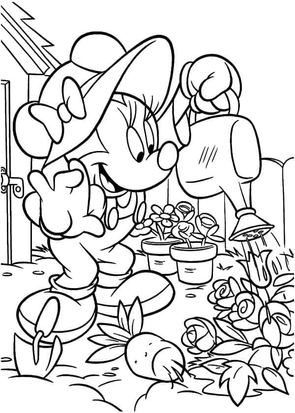 Minnie Mouse dans le Jardin coloring page