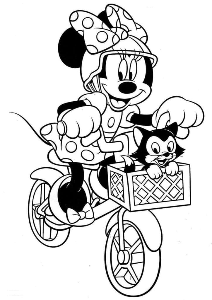 Coloriage Minnie Mouse et Chaton