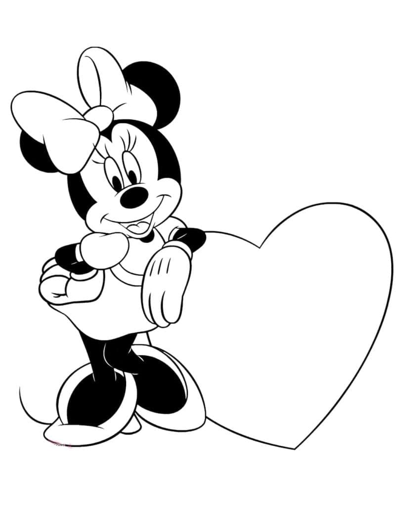 Coloriage Minnie Mouse et Coeur