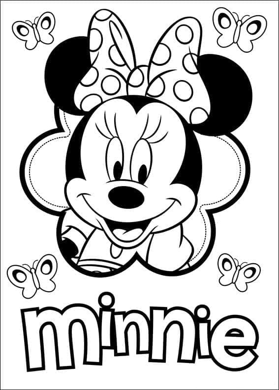 Coloriage Minnie Mouse et Papillons